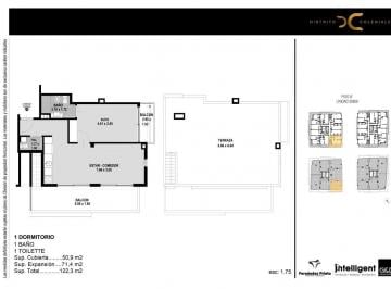 Departamento · 50m² · 2 Ambientes · 1 Cochera · Departamento de Departamento de 2 Ambientes con Amplia Terraza Propia