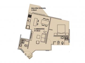 Departamento · 47m² · 2 Ambientes · Departamento de Dos Ambientes en Venta en Construcción en Villa Urquiza