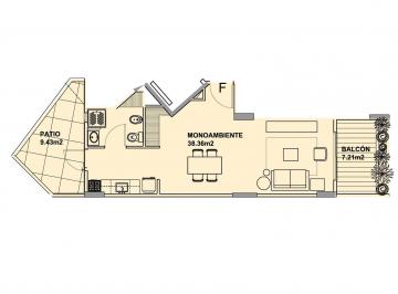 Departamento · 38m² · 2 Ambientes · Departamento de Dos Ambientes en Venta en Construcción