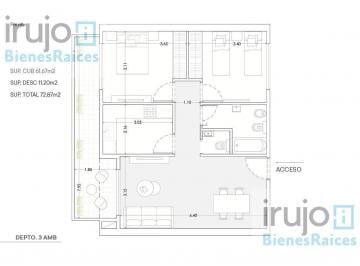Departamento · 72m² · 3 Ambientes · Departamento 3 Ambientes a Estrenar 2 Baños Sum y Laundry - Almagro