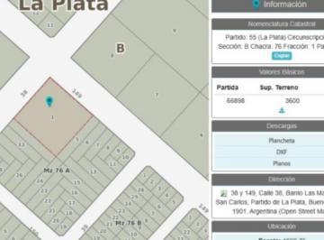 Terreno · 3600m² · Lote en Venta en La Plata