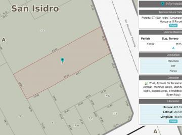 Terreno , San Isidro · Lote, Terreno, en Martinez, 1.125 m², Zona Norte