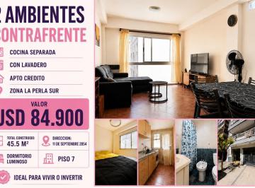Departamento · 45m² · 2 Ambientes · Depto 2 Ambientes en La Perla | Apto Crédito | 45,5 m² | Piso 7 con Vista Abierta | Cocina Separada
