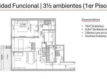 Departamento · 74m² · 3 Ambientes · 1 Cochera · Departamento en Munro