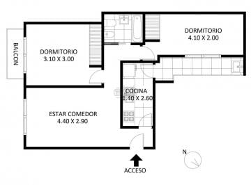 Departamento · 54m² · 3 Ambientes · Departamento en Venta en Palermo, Capital Federal, Buenos Aires
