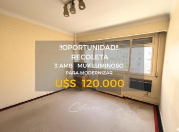 Departamento · 60m² · 3 Ambientes · Venta Depto 3 Ambientes Recoleta Semipiso Apto Profesional