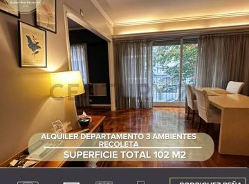 Departamento · 102m² · 3 Ambientes · 1 Cochera · Alquiler Departamento 3 Ambientes Recoleta (Amoblado)