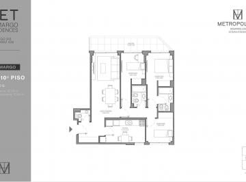 Departamento · 87m² · 4 Ambientes · Departamento en Met Camargo Residences - 4 Ambientes con 3 Dorm., Living Comedor Piso Alto