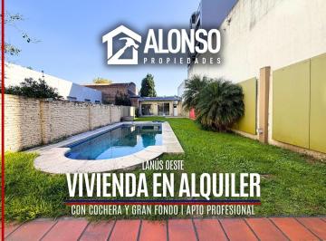 Casa · 200m² · 5 Ambientes · 1 Cochera · Alquiler - Vivienda o Desarrollo Comercial - Lanús Centro