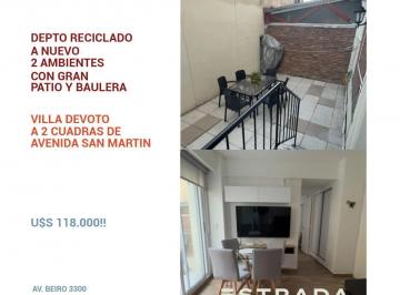 Departamento · 66m² · 2 Ambientes · Departamento 2 Ambientes Reciclado a Nuevo con Gran Patio en Villa Devoto