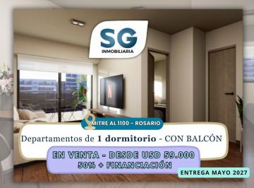 Departamento · 43m² · 2 Ambientes · Departamentos de 1 Dormitorio con Balcón, en Venta, de Pozo a Estrenar, Entrega Financiación.