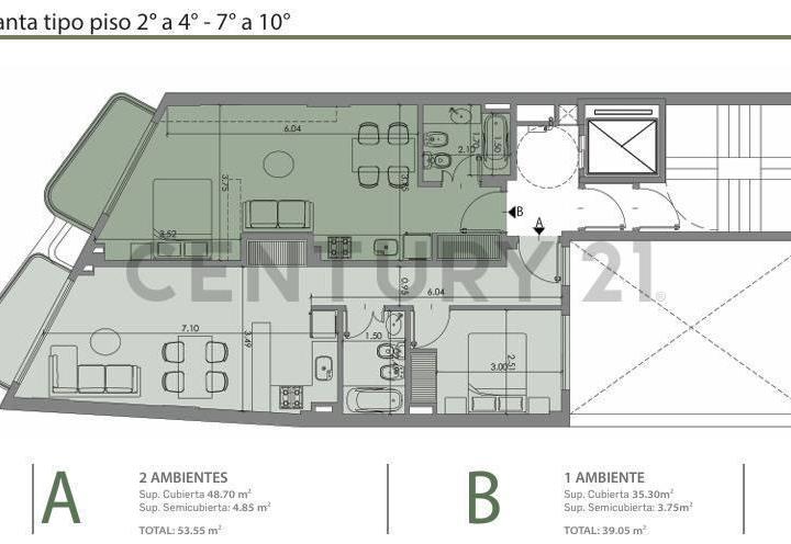 Departamento · 48m² · 2 Ambientes