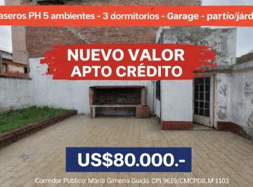 Casa · 108m² · 5 Ambientes · 1 Cochera · PH 5 Ambientes 2 Baños Cochera y Patio Oportunidad
