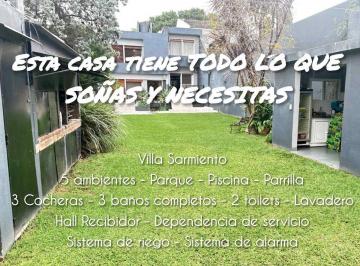 Casa · 242m² · 5 Ambientes · 3 Cocheras · Venta Casa Villa Sarmiento 5 Amb Parque y Pileta