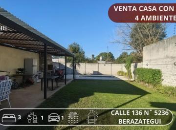 Casa de 4 ambientes, Berazategui · Venta Casa 4 Ambientes con Parque y Pileta en Hudson Berazategui
