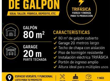 Bodega-Galpón de 2 ambientes, Tres de Febrero · Caseros | Galpón 80 m² con Acceso Vehicular y Garage Doble