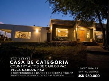 Casa · 180m² · 5 Ambientes · 1 Cochera · Venta Casa de Categoría de 2 Dorm. en Única Planta en Country Altos de Carlos Paz