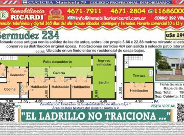 Casa · 122m² · 5 Ambientes · 2 Cocheras · Pintoresca Casa Chorizo de Facil Arreglo Lote 8.66x22.86