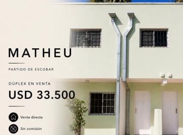 Departamento de 2 ambientes, Escobar · Venta Directa - Duplex 62 m² - Matheu