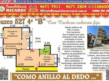 Departamento · 50m² · 3 Ambientes · 1 Cochera · Como Anillo Al Dedo Buen 3 Amb Luminoso con Cochera