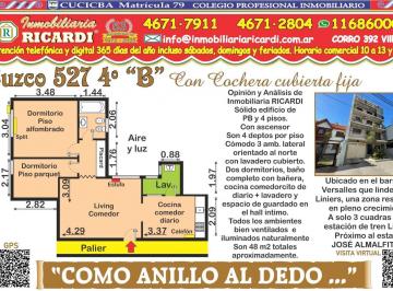 Departamento · 50m² · 3 Ambientes · 1 Cochera · Como Anillo Al Dedo Buen 3 Amb Luminoso con Cochera