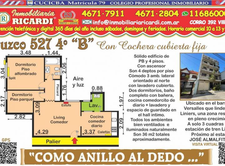 Como Anillo Al Dedo Buen 3 Amb Luminoso con Cochera