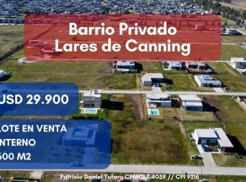 Terreno · 600m² · Lote Interno en Venta Barrio Lares de Canning