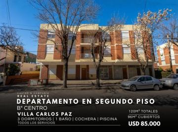 Casa · 96m² · 5 Ambientes · 1 Cochera · Venta Departamento 3 Dorm. Cochera Balcón y Pileta en 2do Piso en Zona Centro Villa Carlos Paz