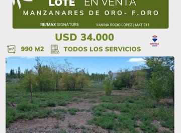 Terreno · 990m² · Venta Lote 990 m² Manzanares de Oro - F. Oro.
