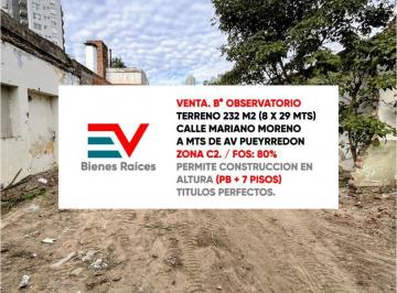 Terreno · 232m² · Venta. B° Observatorio. Mariano Moreno a m de Av Pueyrredon. Terreno de 232 m²