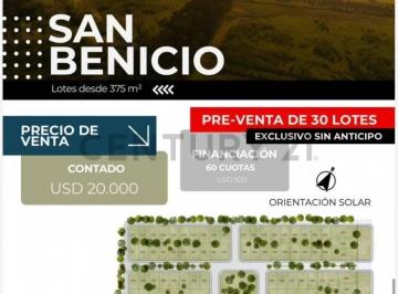 Terreno · 375m² · Venta Lotes en San Benicio - Pilar