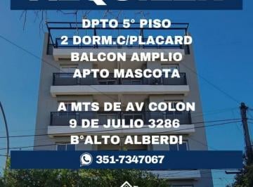 Departamento de 4 ambientes, Córdoba · Alquiler Dpto B° Alto Alberdi 2 Dorm. C/terraza