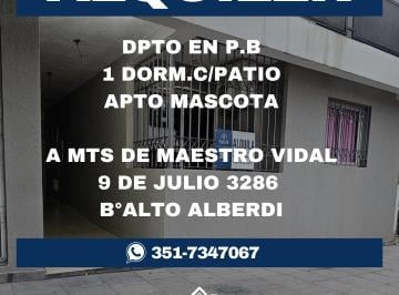 Departamento · 38m² · 3 Ambientes · Alquiler Dpto B° Alto Alberdi a m de Av Colon