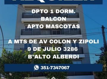 Departamento Alquiler de 3 ambientes · Alquiler Dpto 1 Dorm C/balcon B° Alberdi