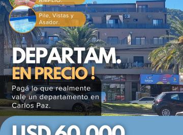 Departamento de 2 ambientes, Villa Carlos Paz · 1 Dormitorio, Amplio, con Patio, Pileta y Exc. Ubicación.