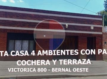 Casa · 174m² · 4 Ambientes · 1 Cochera · Venta Casa 4 Ambientes Patio Cochera Bernal Oeste