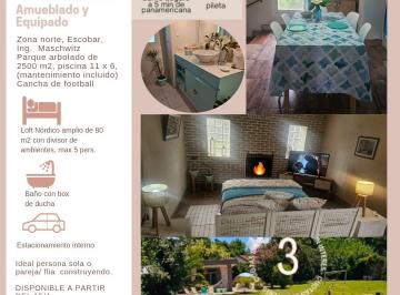 Quinta vacacional de 1 ambiente, Escobar · Alq Temp Mensual Hasta Noviembre Tarifa Baja