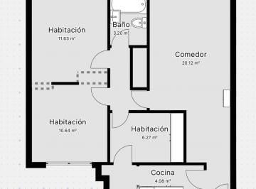 plano · Departamento en Venta en Almagro 3 Ambientes con Dependencia con Balcon y Baulera