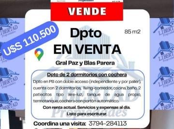 Departamento de 3 ambientes, Corrientes · Dpto 2 Dorm + Cochera B° San Martín