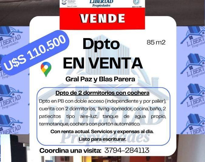 Departamento · 85m² · 3 Ambientes · 1 Cochera