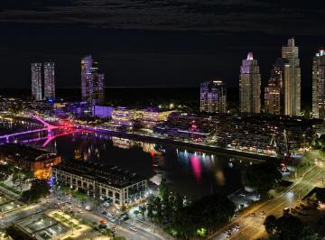 Vista nocturna desde el departamento · Huergo 475 | Piso 33 | 2 Amb Premium | Vista Abierta | Cochera y Baulera Dispon.