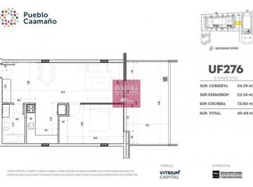 Departamento · 55m² · 2 Ambientes · 1 Cochera · Venta Departamento a Estrenar 1 Dormitorio Pilar Pueblo Caamaño Uf 276