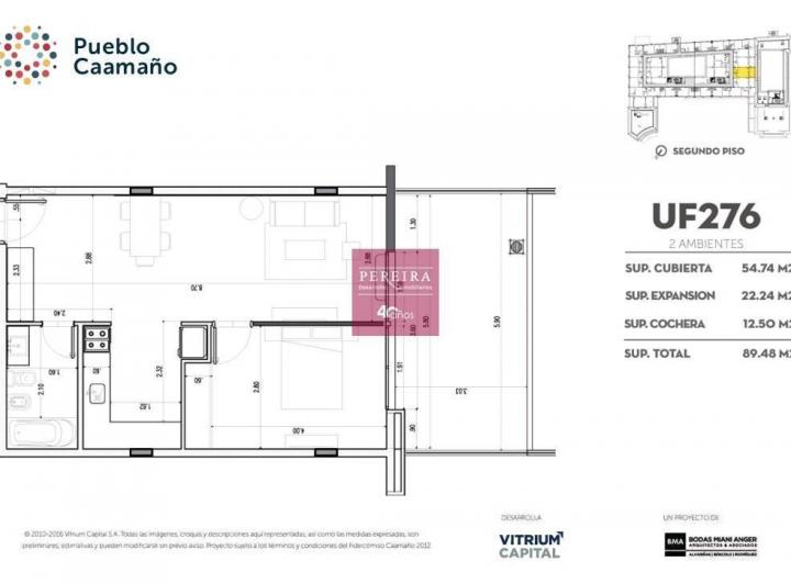 Departamento · 55m² · 2 Ambientes · 1 Cochera