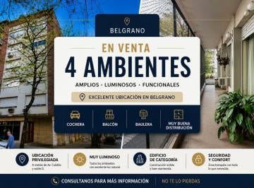 Departamento · 116m² · 4 Ambientes · 1 Cochera · Departamento 4 Ambientes Belgrano Cochera Baulera
