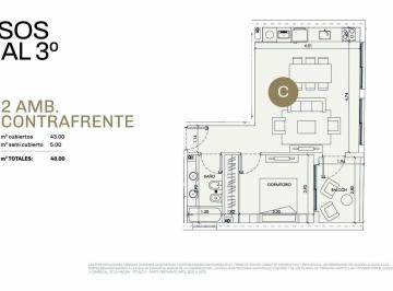 Departamento · 43m² · 2 Ambientes · Departamento de Dos Ambientes en Venta en Construccion