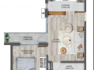Departamento · 36m² · 2 Ambientes · Venta 1 Dormitorio Cordon con Terraza