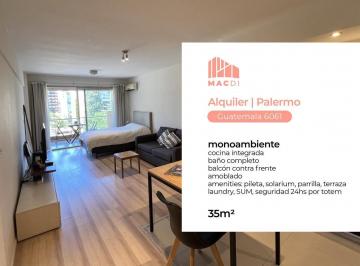 Departamento · 35m² · 1 Ambiente · Excelente Dpto. en Alquiler Amoblado con Amenities.