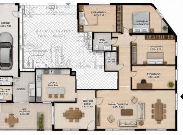 Departamento · 200m² · 12 Ambientes · 1 Cochera · Venta Departamento Rosario Planta Baja Cochera 4 Dorm. y Patio. Permuta
