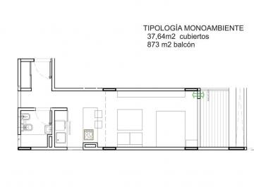 Departamento · 38m² · 1 Ambiente · Monoambiente en Venta La Plata Obra
