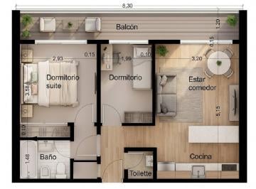 Planta decorada 2 · Venta Departamento 3 Ambientes San Martin Centro, Oportunidad, Semi Piso ¡No Lo Dejes Pasar!